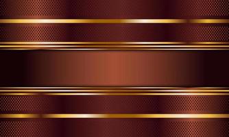 Abstract brown metallic stripes with golden lines background. vector