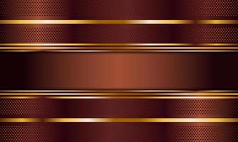 Abstract brown metallic stripes with golden lines background. vector