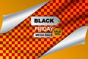 Black friday banner background with paper and checkered texture. Vector. vector