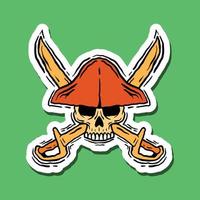 hand drawn skull pirate doodle illustration for stickers etc