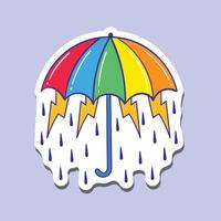 paraguas dibujado a mano lluvia colorido doodle ilustración para pegatinas, etc. vector