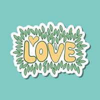 hand drawn love with leaf doodle illustration for stickers etc vector