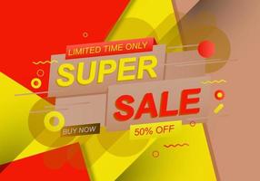 Flat sale banner background with colorful geometric shape. Abstract background. Vector illustration.