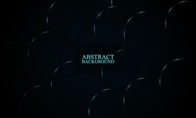 Abstract blue neon circles background.