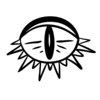 símbolo del ojo malvado. emblema místico oculto, diseño gráfico. alquimia de signos esotéricos, estilo decorativo. ilustración vectorial vector