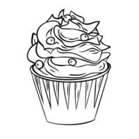 cupcake delicioso festivo con crema y decoraciones de cumpleaños. vector