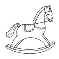 Rocking horse. Children's toy. Cute classic wooden swing. Vector illustration.