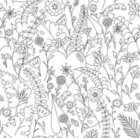 Heart among flowers. Folk seamless pattern for design prints, textiles, fabrics, packaging, postcards or coloring book. Cute pattern for valentine's day or birthday card. vector