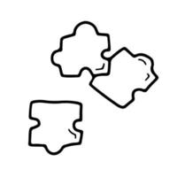 Vector doodle outline illustration on puzzle for market research, financial, PR, business needs. Brainstorming, searching for idea.