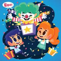April Fool's Day With Jack Box of Clown and Happy Kids Concept vector