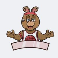 Mascot Bear Basket Cartoon.