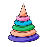 Doodle toy cute pyramid vector illustration on white background.