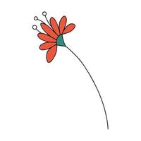 Colorful bright flower. Vector illustration in hand drawn style.