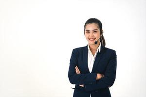 aspecto de liderazgo profesional de nueva generación. joven negocio sonrisa call center mujer asiática foto