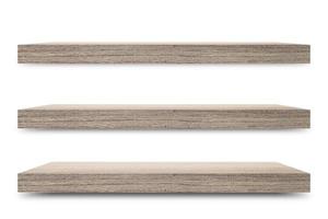 Shelf wooden isolated on a white background and display montage for the product Embed Clipping Path separate with black shadows. photo
