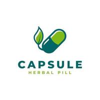 inspiración de diseño de vector de logotipo de medicamento de medicina de hoja de píldora de cápsula herbal