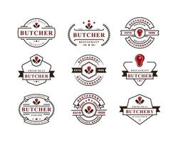 Set of Vintage Retro Badge Butcher Shop for Logotype Vector Logo Design Inspiration