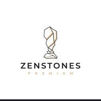 Balancing Rock Zen Stone in Line Art Logo Design Inspiration vector