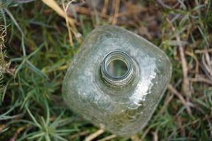 Close view of wine bottle in park