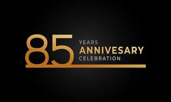 85 Year Anniversary Celebration Logotype with Single Line Golden and Silver Color for Celebration Event, Wedding, Greeting card, and Invitation Isolated on Black Background vector