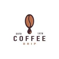 inspiración de diseño de vector de logotipo de gota de frijol de goteo de café