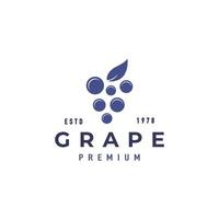 arte de línea de fruta de uva minimalista, inspiración de diseño de vector de logotipo de color púrpura