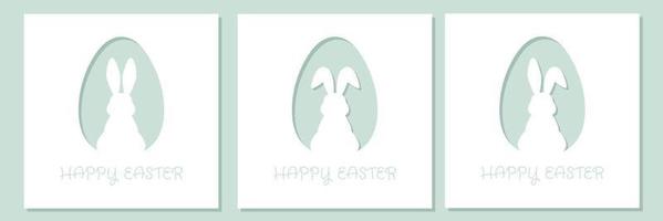 Paper easter egg shape with bunny silhouette. Easter rabbit inside egg. vector