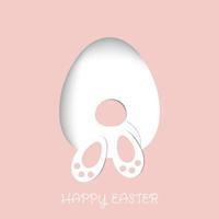 3d abstract paper cut illustration of colorful easter rabbit. Happy easter greeting card template. vector