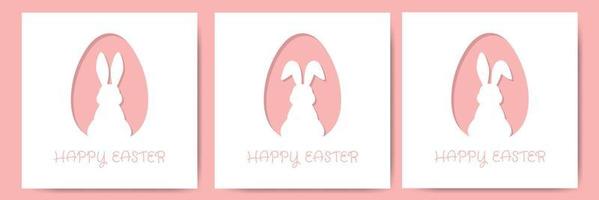 Paper easter egg shape with bunny silhouette. Easter rabbit inside egg. vector