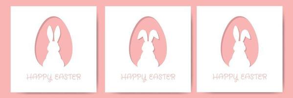 Paper easter egg shape with bunny silhouette. Easter rabbit inside egg. vector