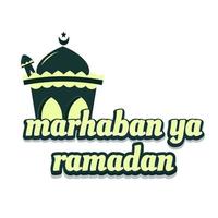 marhaban ya ramadan text with mosque abstract vector