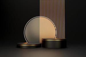 Black and gold luxury podium pedestal product display background 3d rendering photo