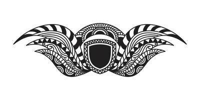 elegant ethnic wing shield vector