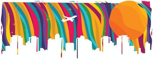 Urban silhouette vector illustration in abstract and colorful style