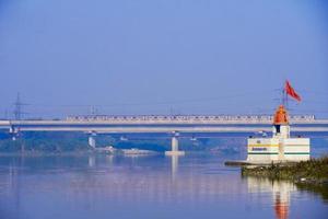 yamuna ghaat view with delhi metro wild footage photo