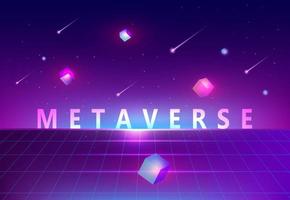 Metaverse and blockchain concept, the word Metaverse virtual reality and augmented reality technology vector illustration