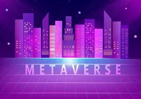 Metaverse and blockchain concept, the word Metaverse virtual reality and augmented reality technology vector illustration