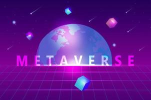 Metaverse concept, the word Metaverse virtual reality and augmented reality technology vector illustration