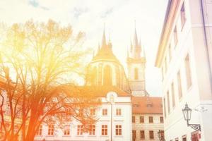 view of the Tyn Church in Prague. Czech Republic. photo