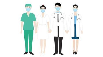 Medical team doctors, nurse and surgical man isolated vector illustration. Health and medical design concept background