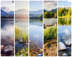collage creativo majestuosas montañas y lagos en los altos tatras foto