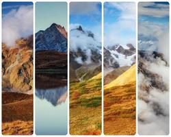 Creative collage on mountain lake Koruldi. Upper Svaneti, Georgi photo