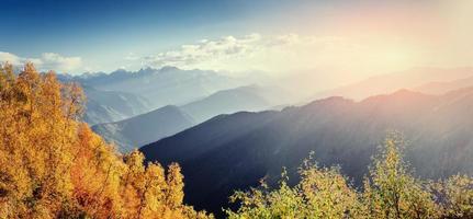 mountain range in the Carpathian Mountains in the autumn season. photo