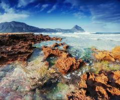 Picturesque rocky coast. Fantastic view of the nature reserve De photo