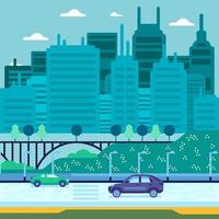 Modern Highway with Cityscape View Concept vector