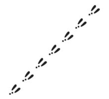 Rabbit or hare footprint trail. Bunny foot prints on snow. Rabbit paw steps. Hare steps track. Vector illustration isolated on white background in flat style