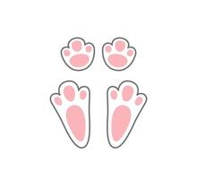 Cute easter bunny paw. Rabbit or hare footprint. Bunny foot prints on snow. Hare steps track. Vector illustration isolated on white background in flat style