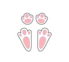 Cute easter bunny paw. Rabbit or hare footprint. Bunny foot prints on snow. Hare steps track. Vector illustration isolated on white background in flat style