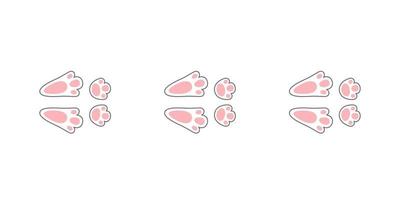 Rabbit or hare footprint trail. Easter bunny foot prints. Rabbit paw steps. Hare steps track on snow. Vector illustration isolated on white background in flat style