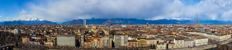 HDR Wide panoramic aerial view of Turin photo